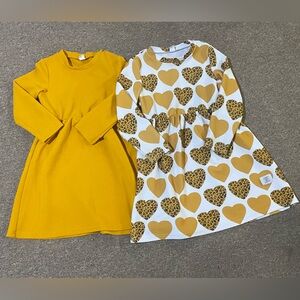 Yellow and White Heart Pattern Kids Shirt Set